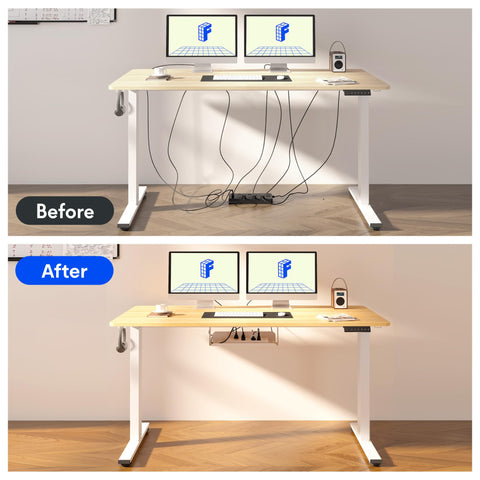 FLEXISPOT 140 x 60 cm Electric Standing Desk, Sit Stand Table Height Adjustable Desk with Backpack Hook and Memory Smart Pannel