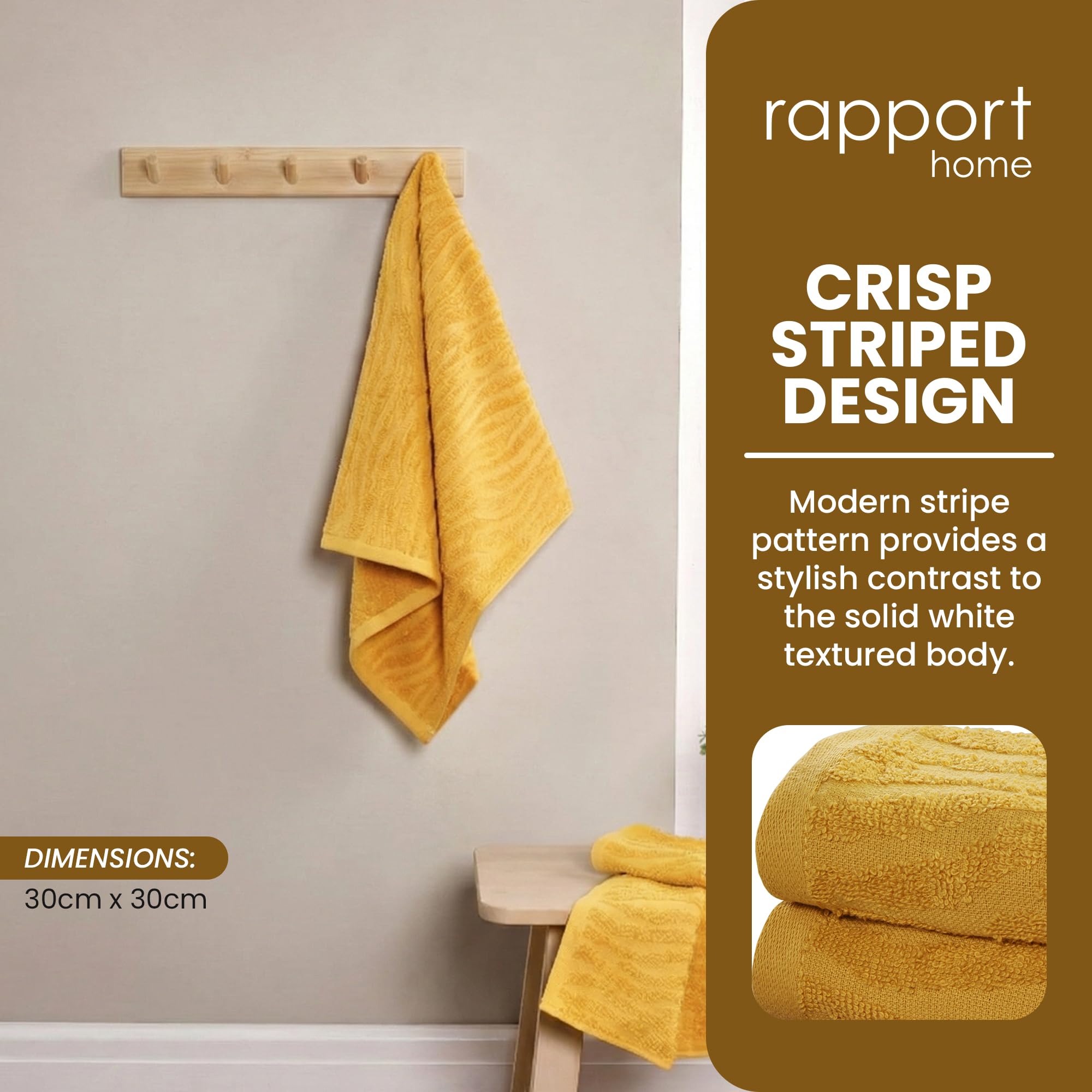 Rapport Home Safari Face Towels 2-Pack | Luxurious 100% Cotton 500gsm Soft Absorbent Face Cloths | Oeko-Tex Certified Bathroom Hand Towels