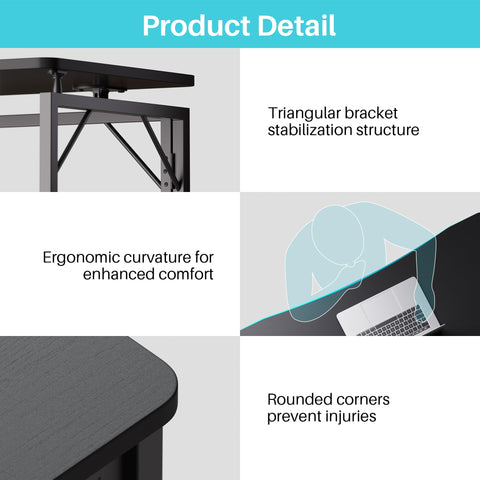 JOYMOOP Black 80 x 40 cm Folding Desk, No Assembly Small Foldable Desk for Home, Office, Wooden Top Folding Computer Desk for Working, Writing