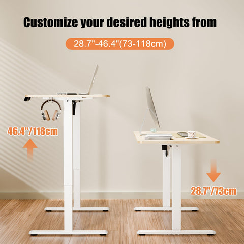 ERGOMAKER Electric Standing Desk 120x60cm, 2 Memory Presets, Gold Oak
