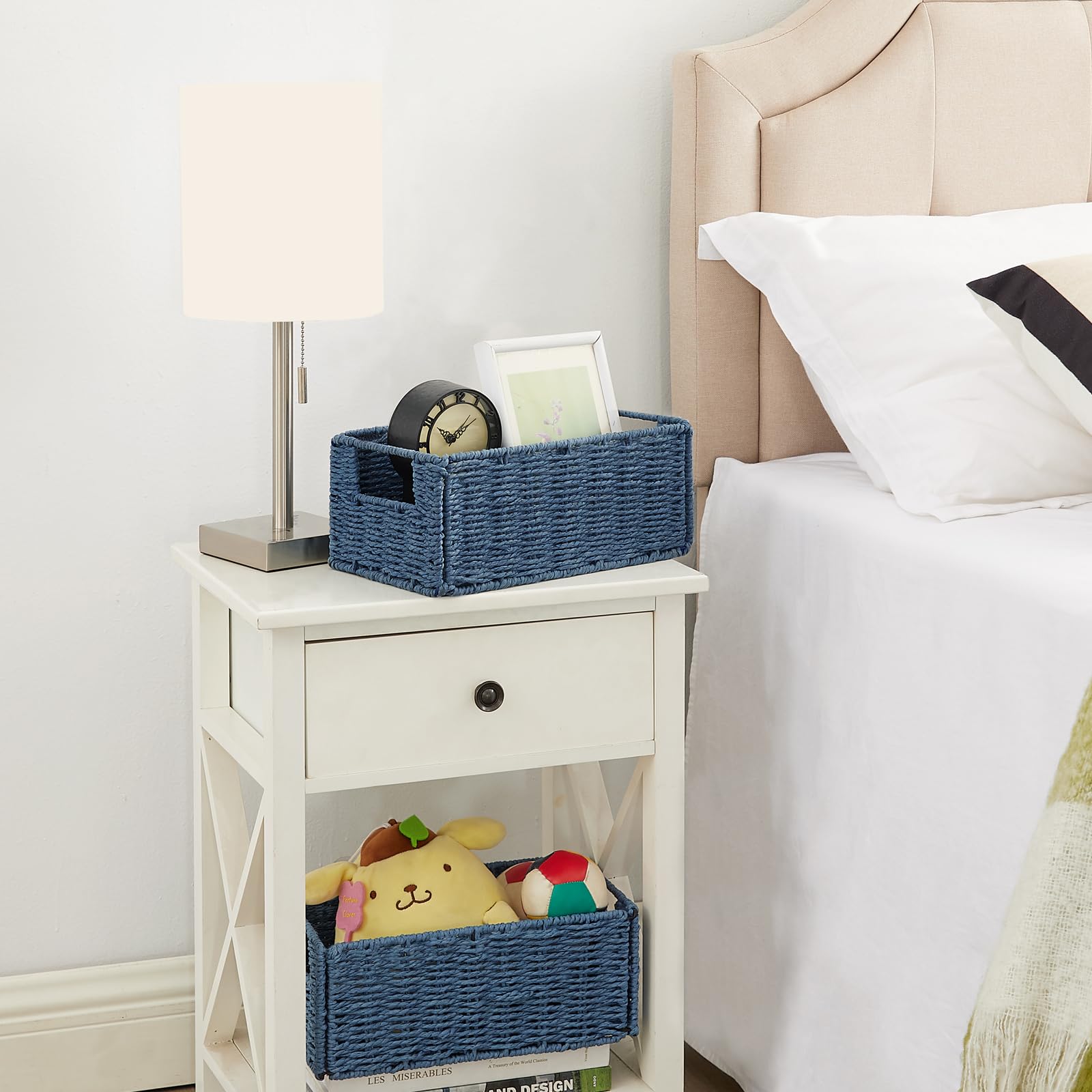 Vagusicc Storage Baskets for Shelves, Small Organizer Box Storage Bins with Handles, Wicker Basket for Bathroom Storage