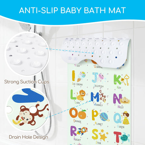 omedecal Baby Bath Mat Non Slip for Tub, 100 * 40cm, Alphabet