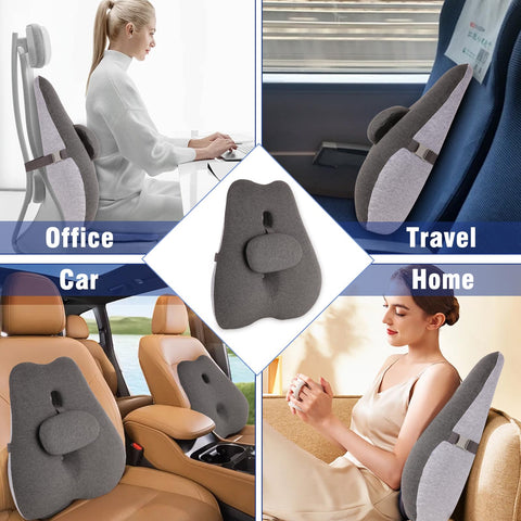 MzGro Lumbar Support Cushion for Office Chair - High Density Memory Foam Back Support Cushion for Back Pain Relief
