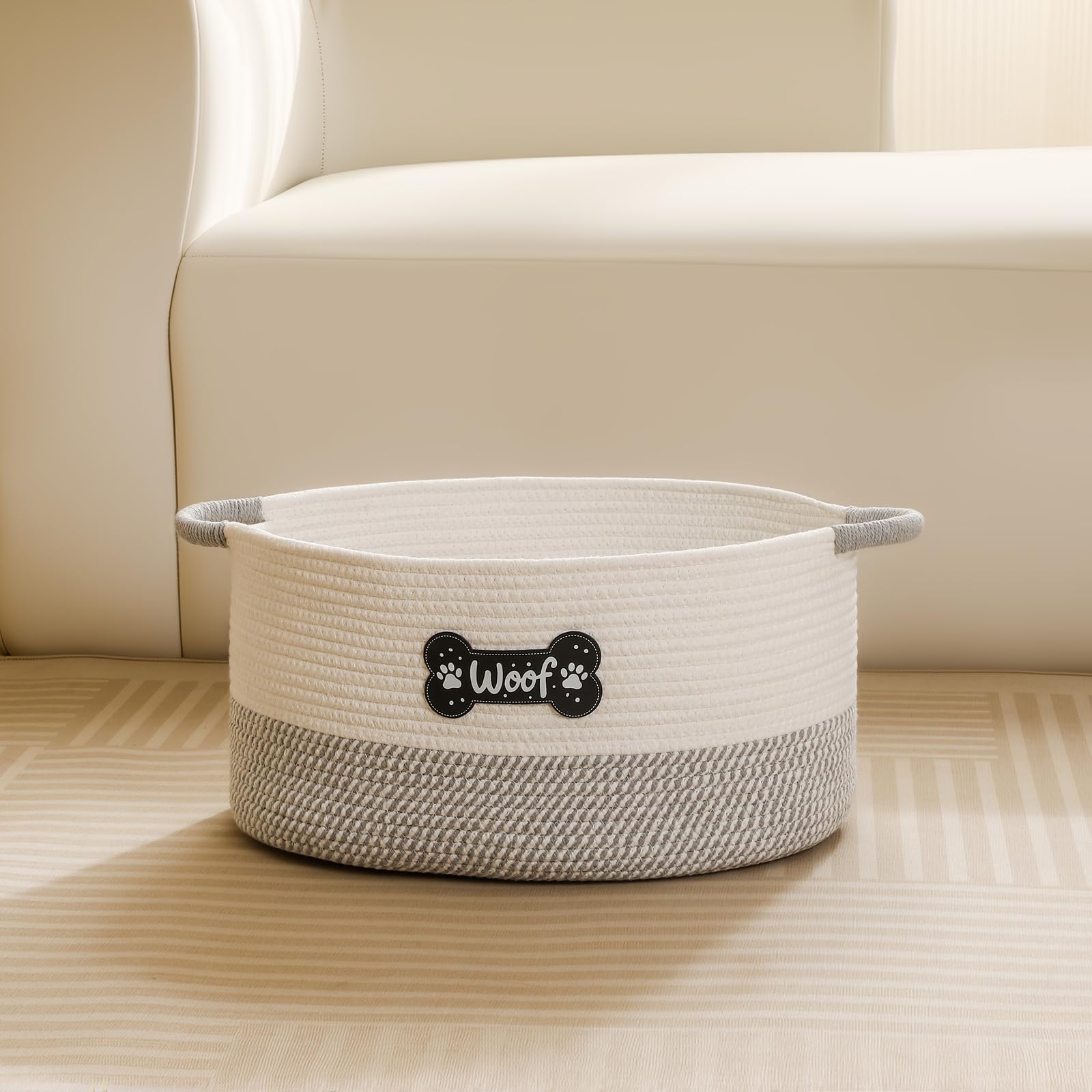 Tidelit Dog Toy Basket, Dog Toy Box Organizer Baskets, Woven Cotton Rope Pet Puppy Dogs Toy Bin With Handle