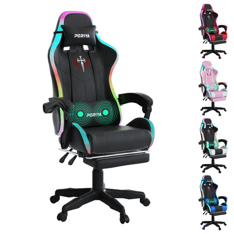PORIYA Gaming Chair with Adjustable Backrest, Ergonomic Executive Office Chair, Height Adjustable Racing Chair Maximum Gaming Experience