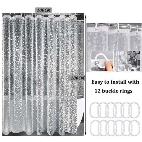 Shower Curtains Mould Proof Resistant, 180 x 180 cm (71 x 71 Inch), Shower Curtain for Bathroom, Waterproof Heavy Duty Bathroom Curtains