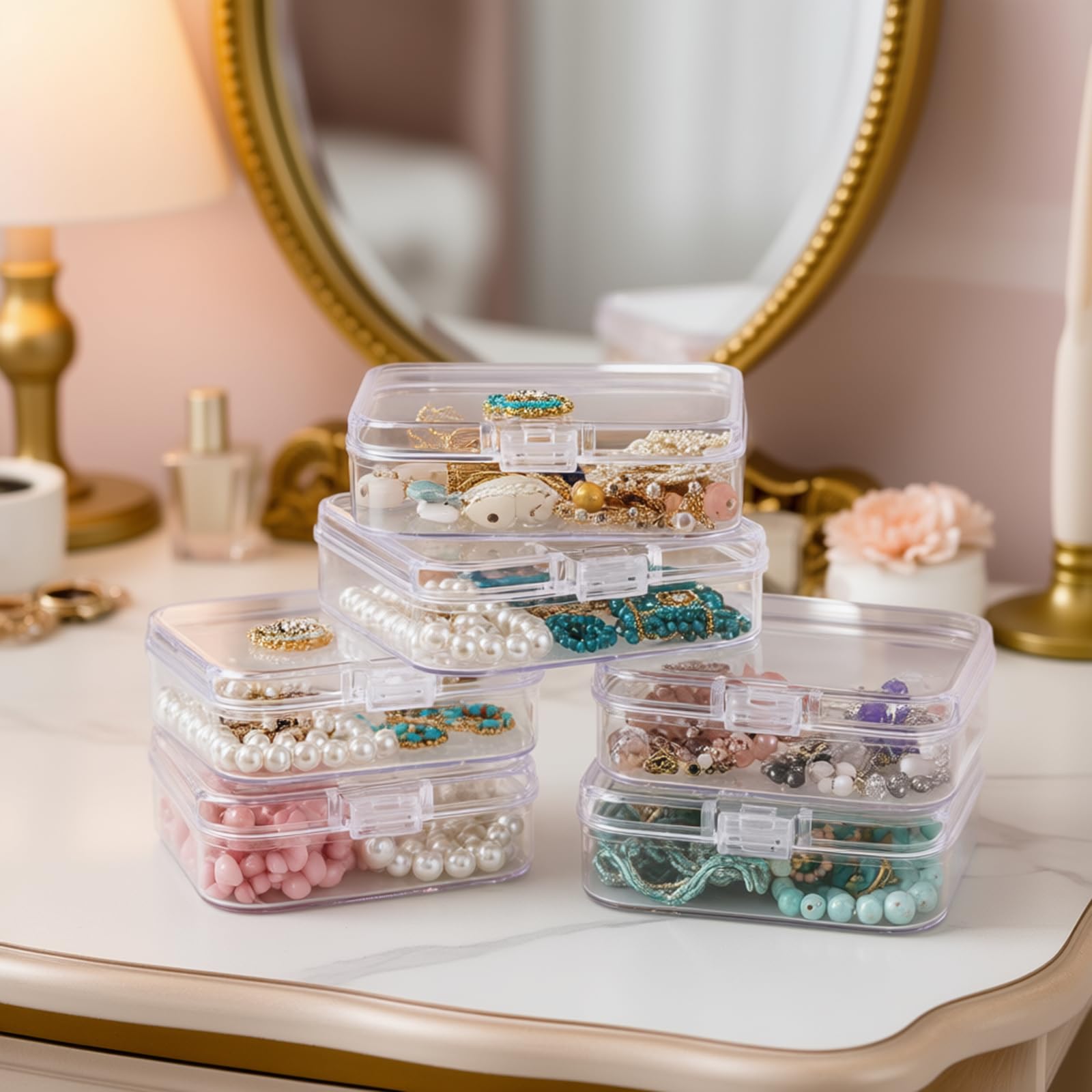 Thintinick 28 Pack Rectangular Mixed Sizes Clear Plastic Storage Containers