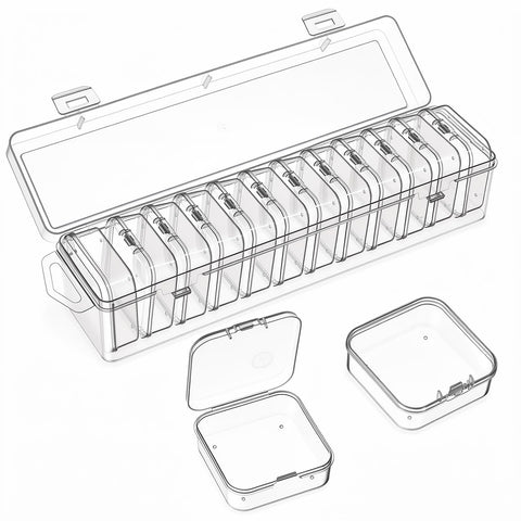 Bead Organizer Box 13 Pcs Clear Plastic Storage Containers with Hinged Lids Compartments Clear Plastic Storage Container Set Bead Storages Containers
