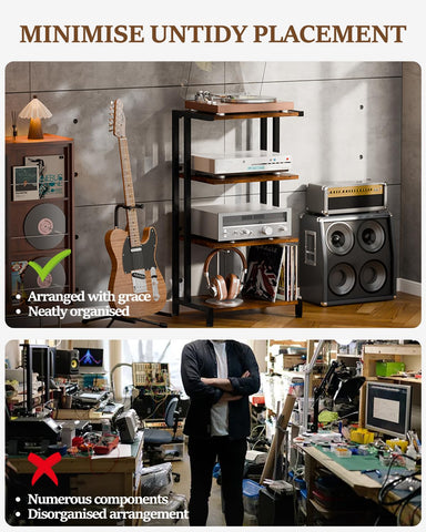 Hocomay HiFi Stand With Storage Shelf - 4-Tier - 28D x 42W x 81H cm