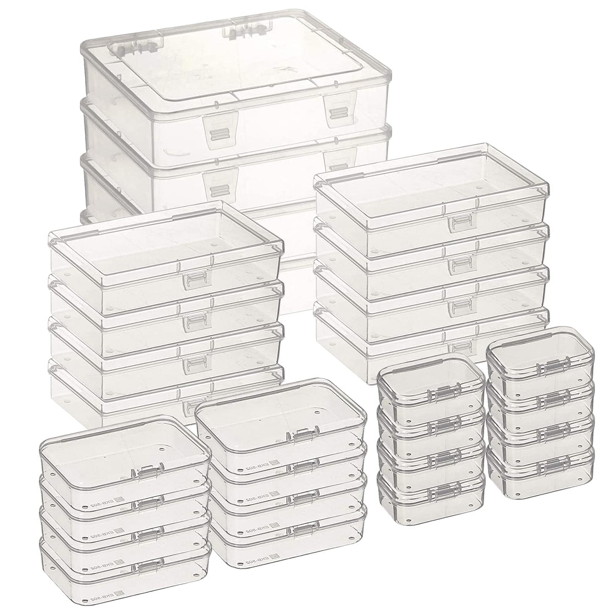 Thintinick 28 Pack Rectangular Mixed Sizes Clear Plastic Storage Containers
