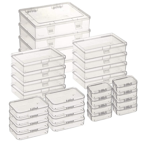 Thintinick 28 Pack Rectangular Mixed Sizes Clear Plastic Storage Containers