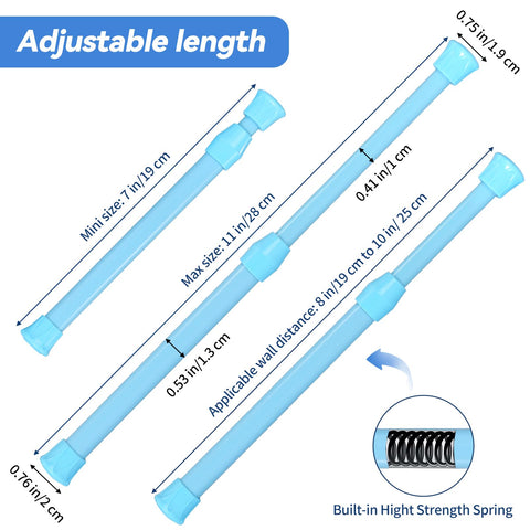 Goowin 6 Pcs Tension Rod, Tension Rods 18-28cm No Drilling Rustproof Spring Adjustable Tension Curtain Rod for Closet Cupboard Wardrobe Bookshelf