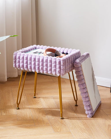 IBUYKE Rectangle Vanity Chair Ottoman, Footrest Stool, Purple WBD004V