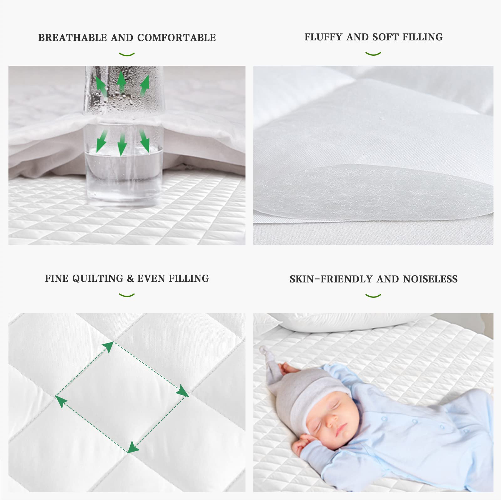 UNILIBRA Bamboo Waterproof Mattress Protector King Size, Quilted Mattress Pad Cover with 6''-25'' Deep Pocket