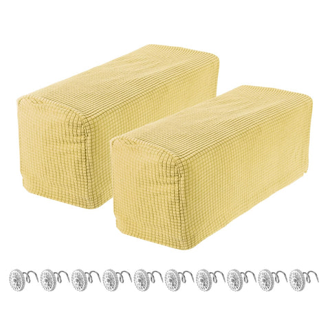 sourcing map 2pcs Stretch Armrest Covers for Chairs/Sofas, Couch Arm Covers with Twist Pin, Furniture Protector Slipcovers Beige