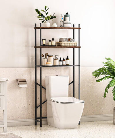 HOOBRO Over Toilet Storage Unit Bathroom Shelf, 3-Tier Bathroom Storage Unit, Freestanding Above Toilet Storage Rack with Adjustable Feet