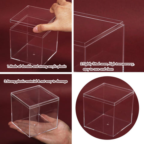 Kamehame Clear Acrylic Display Box with Lid Small Boxes 4 Pcs 10x10x10cm