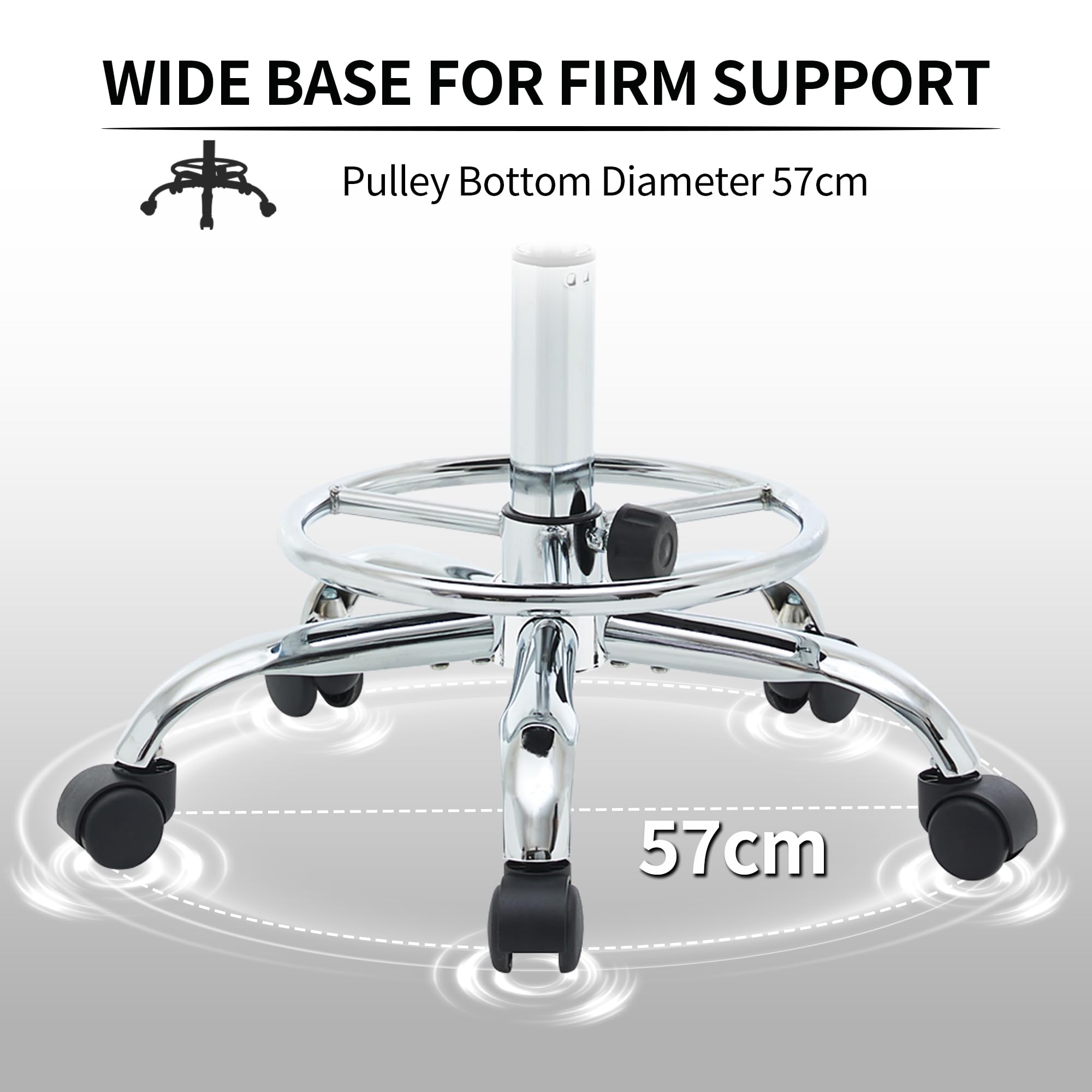 FIRAVOE Adjustable Rolling Office Stool Chair with Backrest and Footrest, Swivel Drafting Chair with Wheels