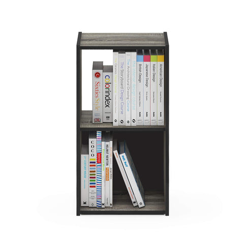 Furinno PELLI Book Shelf, 2x1 Bookshelf, Cube Storage Organizer Cabinet, 12.2 x 11.6 x 24.2, for Living Room, Bedroom, Home Office, French Oak/Black
