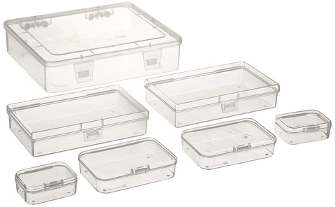 Goodma 7 Pieces Mixed Sizes Rectangular Clear Plastic Storage Box