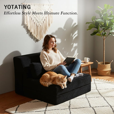 YOTATING Folding Sofa Bed with Pillow, Convertible Sleeper Chair, Comfy Floor Futon Couch Mattress Lounge Sofa for Adults Portable Fold Out Chair Bed