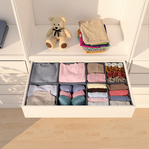 ORLISA 8-Pack Clothes Drawer Organisers, Foldable Wardrobe Storage Organiser, in 2 Sizes with Sturdy Base, Fabric Drawer Dividers for Underwear