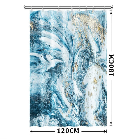 Xiaoterna Blue Marble Shower Curtain Modern Concise Design Waterproof Bathroom Curtain Abstract Contemporary Aesthetic Washable Mildew Resistant