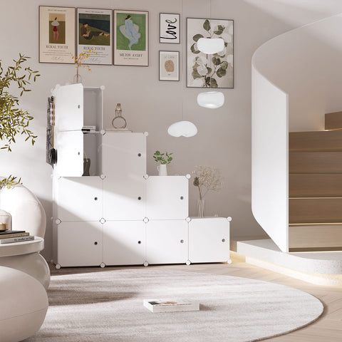 C&AHOME Cube Storage Organizer with Doors, 12-Cube Shelves White