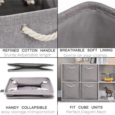 Mangata Fabric Storage Baskets,33 x 38 x 33cm Large Foldable Storage Boxes for Organizing Clothes Shelf Nursery Closet(Grey, Set of 3)