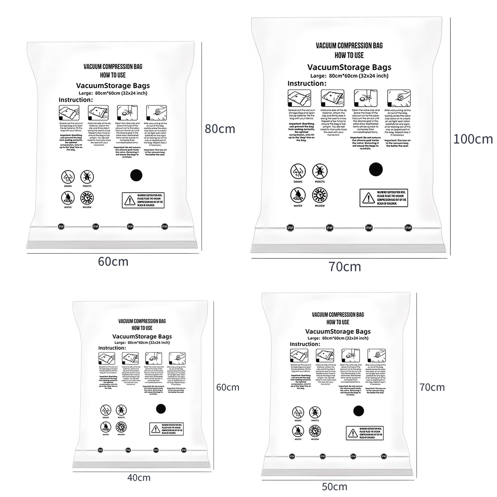 Vacuum Storage Bags With Electric Air Pump: 8 Pack Reusable Space Saver Bags for Clothes, Travel, Pillows, Blankets, Bedding