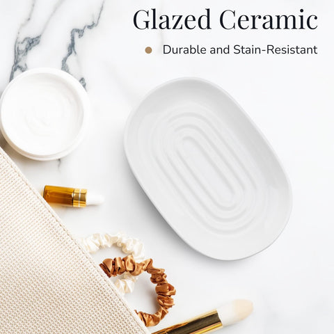 YoHyien Ceramic Soap Dish, Anti-Slip Marble Soap Dish for Bathroom, Soap Tray Dish, Soap Holder for Shower, Kitchen, and Sink