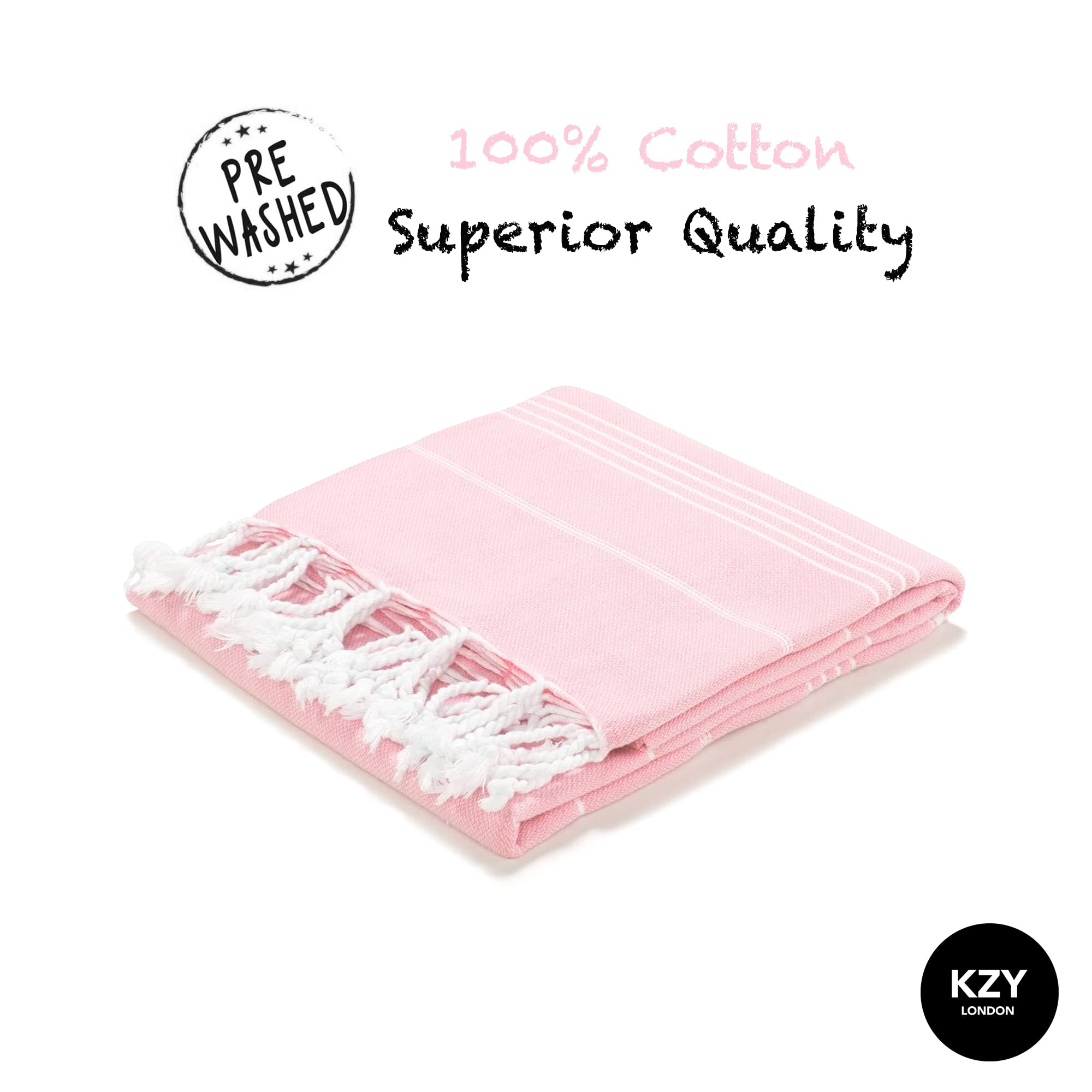 KZY LONDON Beach Towel - Large Turkish Beach Towels for Camping, Swimming, Bath, Gym, Picnic - Quick Dry, Super Absorbent, Lightweight