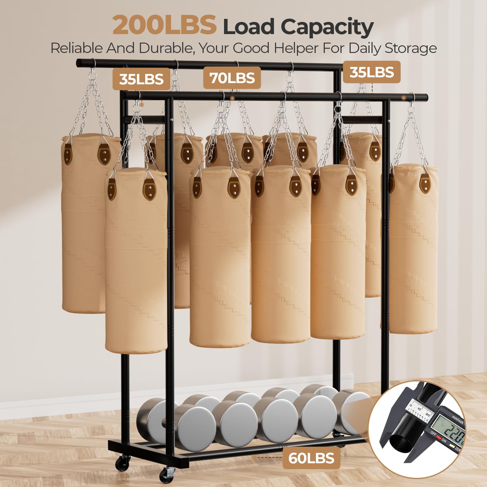 Abiglifty Double Clothes Rail Portable Rack D119xH161.5xW41cm 2 Wheels
