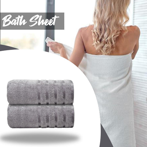 Casabella Deluxe 2 Piece Jumbo Bath sheet 90x180 cm 100% Cotton Extra Large Bath Towels Highly Absorbent Silver Bath sheets Towels