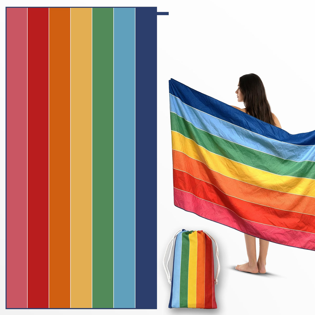 Anavasi Microfibre Beach Towels for Adults, 1 Pack 180 x 90cm 100% Recycled