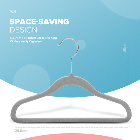 Kidoola 20 Velvet Baby Hangers, Nursery Coat Clothing Hangers for Babies, Infant, Toddlers and Kids, Unisex for Boys or Girls up to 24 Months (Grey)