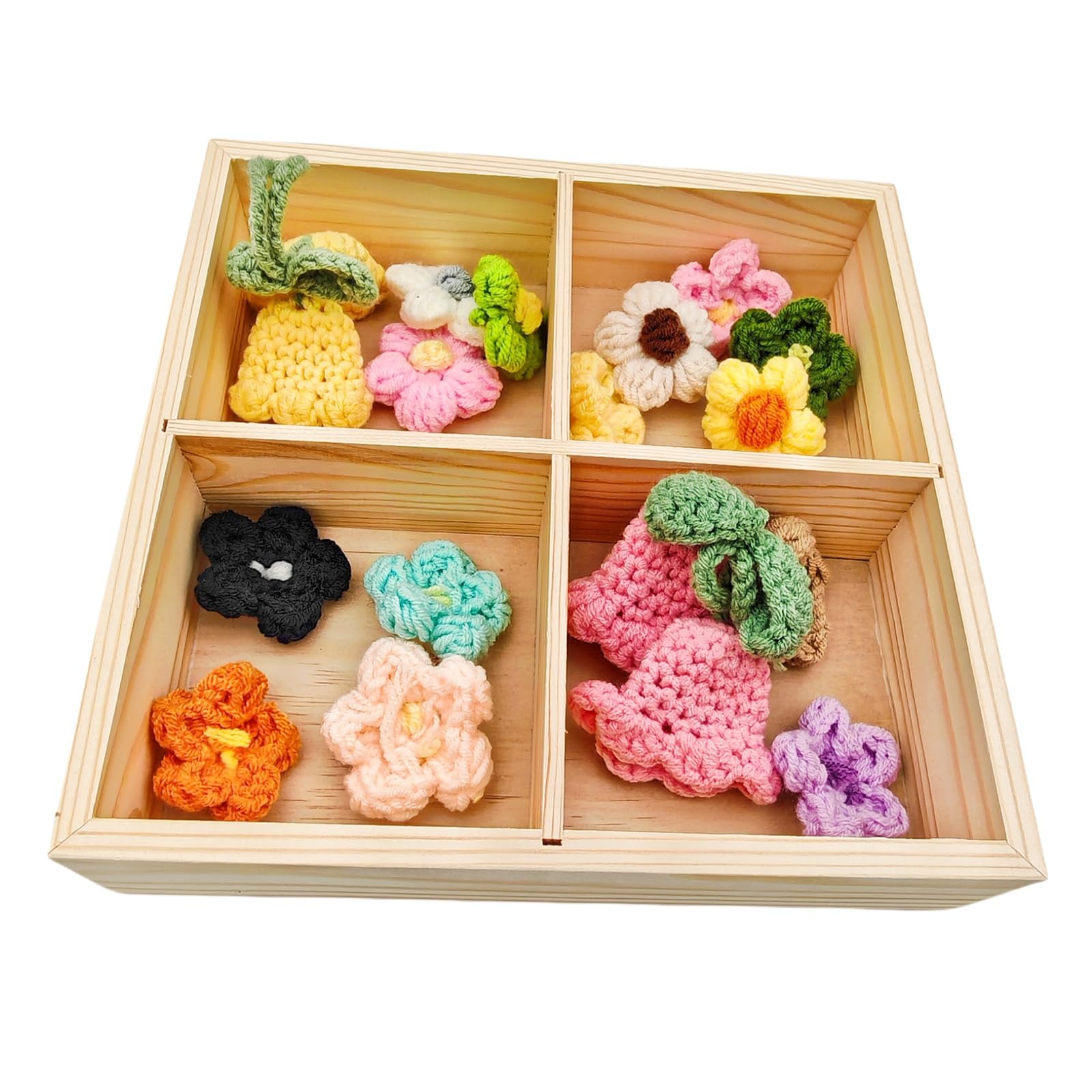 Anktily Unfinished Square Wooden Storage Divider Box, 4 Compartments Showcase Display Box, Socks Organizer, Underwear Storage Case
