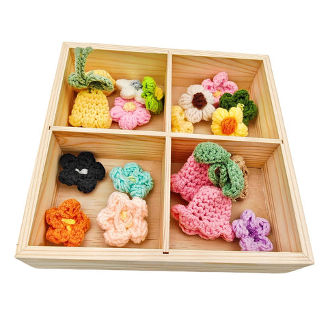 Anktily Unfinished Square Wooden Storage Divider Box, 4 Compartments Showcase Display Box, Socks Organizer, Underwear Storage Case
