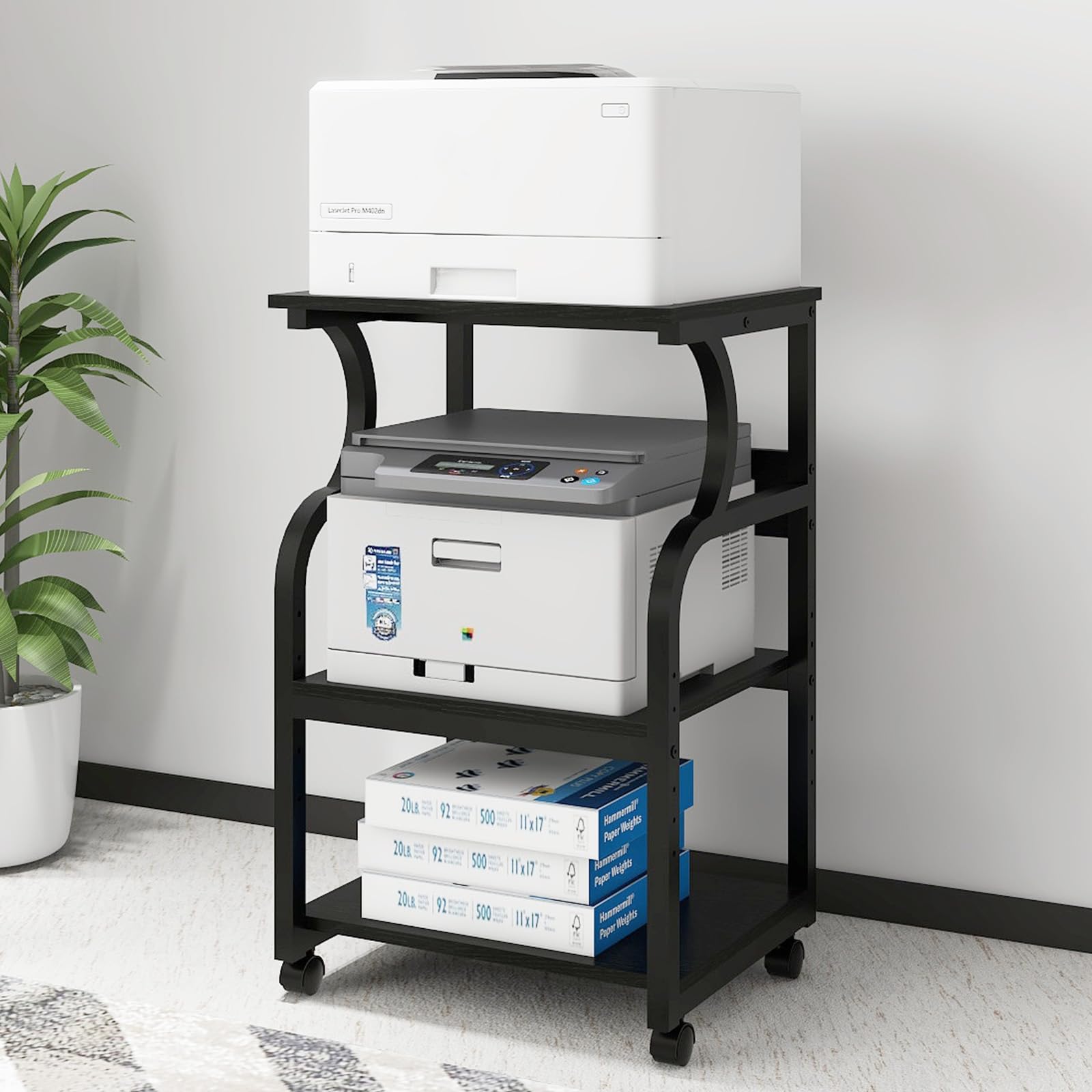 PUNCIA 50x40x73cm Large Printer Stand, Storage Unit with Adjustable Shelf