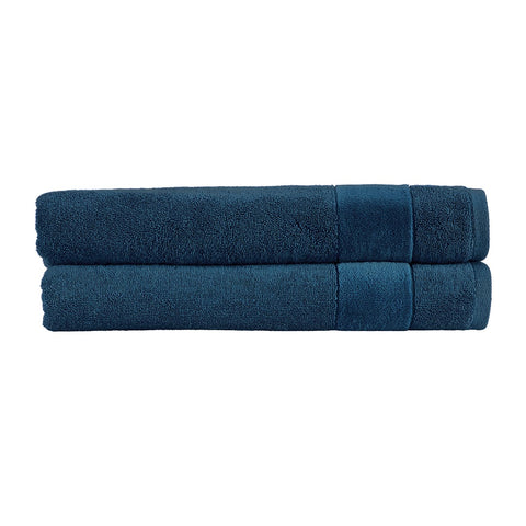 Christy Prism Bath Sheet Set | 2 pieces | Vibrant Colours | 100% Turkish Cotton | Super Soft and Fluffy | Quick Dry | Midnight Navy