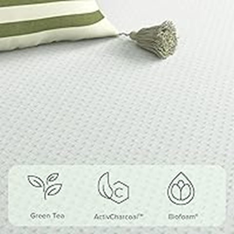 Zinus 3ft Single Memory Foam Mattress infused with Green Tea - (90 x 190 cm) - 5'' Height - Medium Firm Orthopaedic Support - Breathable Comfort