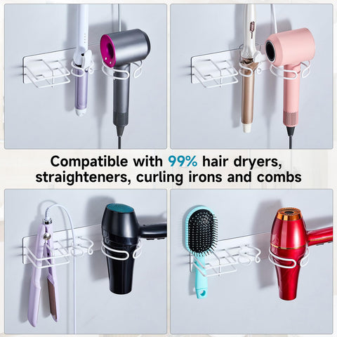 YYBO Hair Dryer and Straightener Holder Wall Mount Hair Dryer Holders, 3 in 1 Bathroom Hair Tool Organiser for Curling Iron