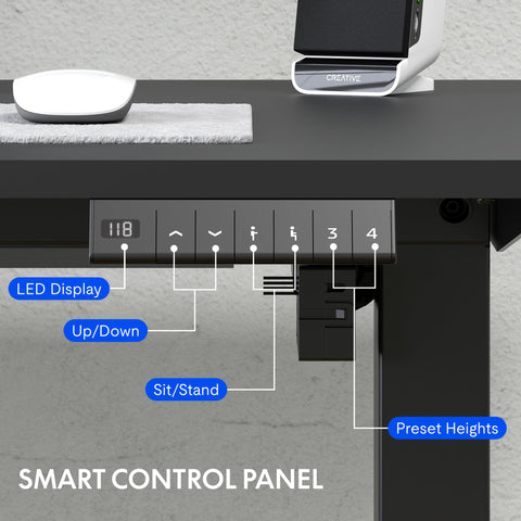 FLEXISPOT 140 x 60 cm Electric Standing Desk, Sit Stand Table Height Adjustable Desk with Backpack Hook and Memory Smart Pannel
