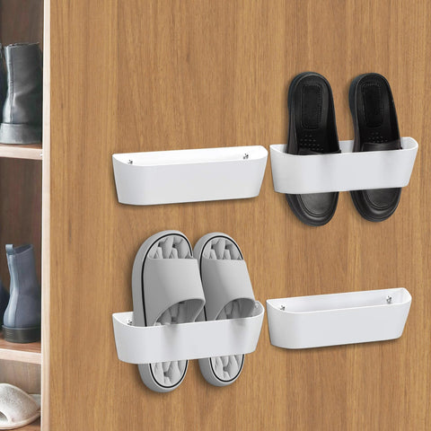 Domemit Wall Mounted Shoes Rack, Motorhome Shoe Holder, Wall Shoe Rack Shoe Hooks Self Adhesive or Drilling 2 Ways Installation