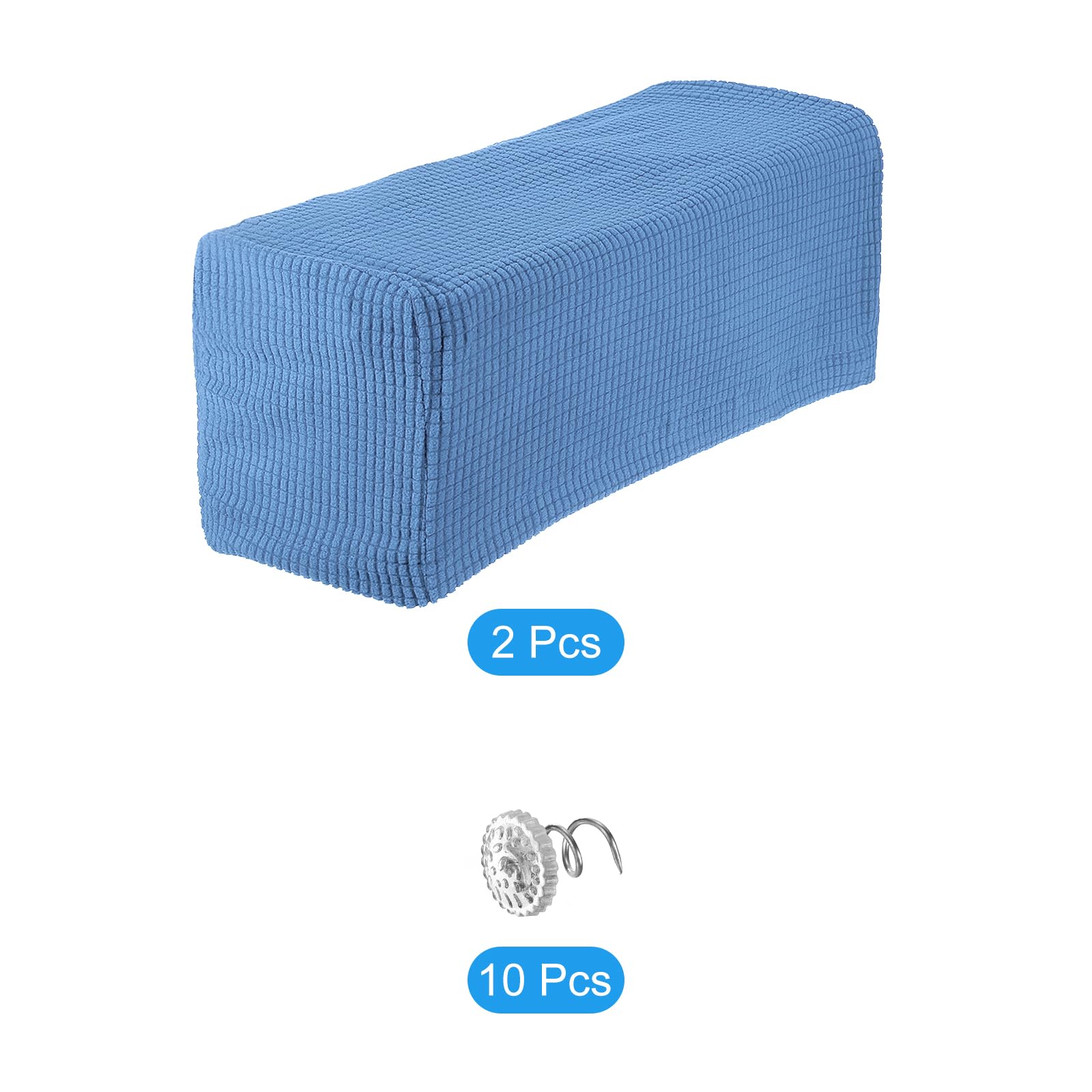 sourcing map 2pcs Stretch Armrest Covers for Chairs/Sofas, Couch Arm Covers with Twist Pin, Furniture Protector Slipcovers Denim Blue
