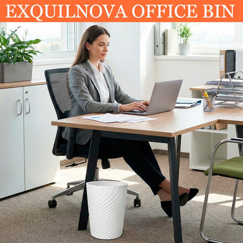 Exquilnova 3 Pack Waste Paper Bin,8L Plastic Rubbish Bin,Small Trash Bin with Stripe Design,Uncovered Trash Can,Waste Paper Basket for