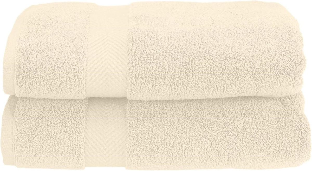 Superior Collection 100% Zero Twist Cotton Super Soft and Absorbent Bath Towel Set, Ivory (Set of 2)