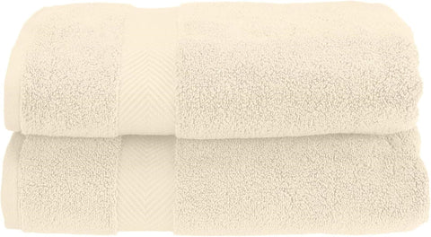Superior Collection 100% Zero Twist Cotton Super Soft and Absorbent Bath Towel Set, Ivory (Set of 2)