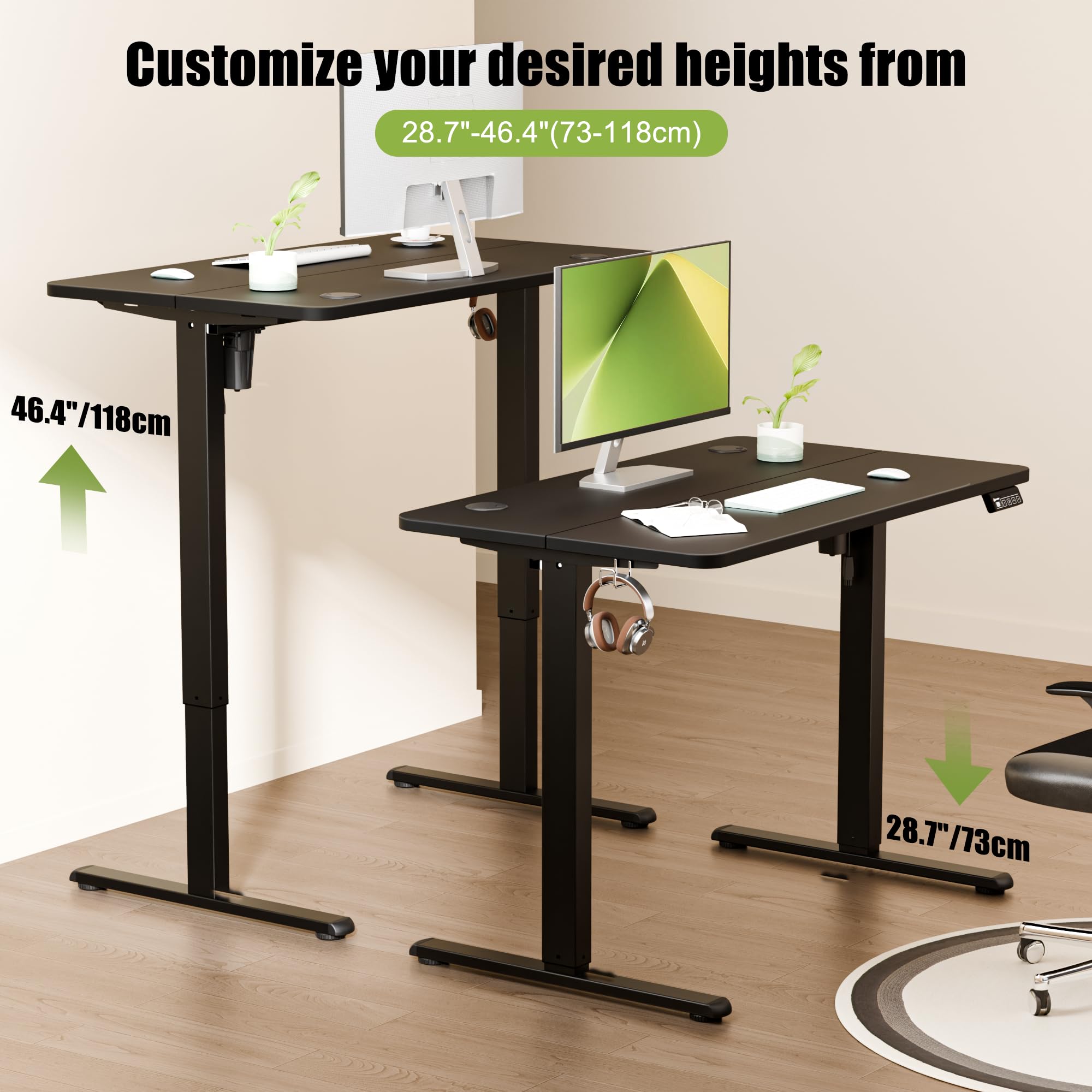 ERGOMAKER Electric Standing Des 100x60cmk, 2 Memory Presets, Black