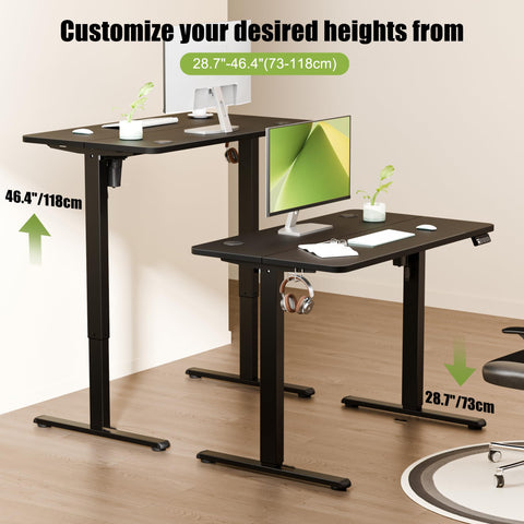 ERGOMAKER Electric Standing Des 100x60cmk, 2 Memory Presets, Black